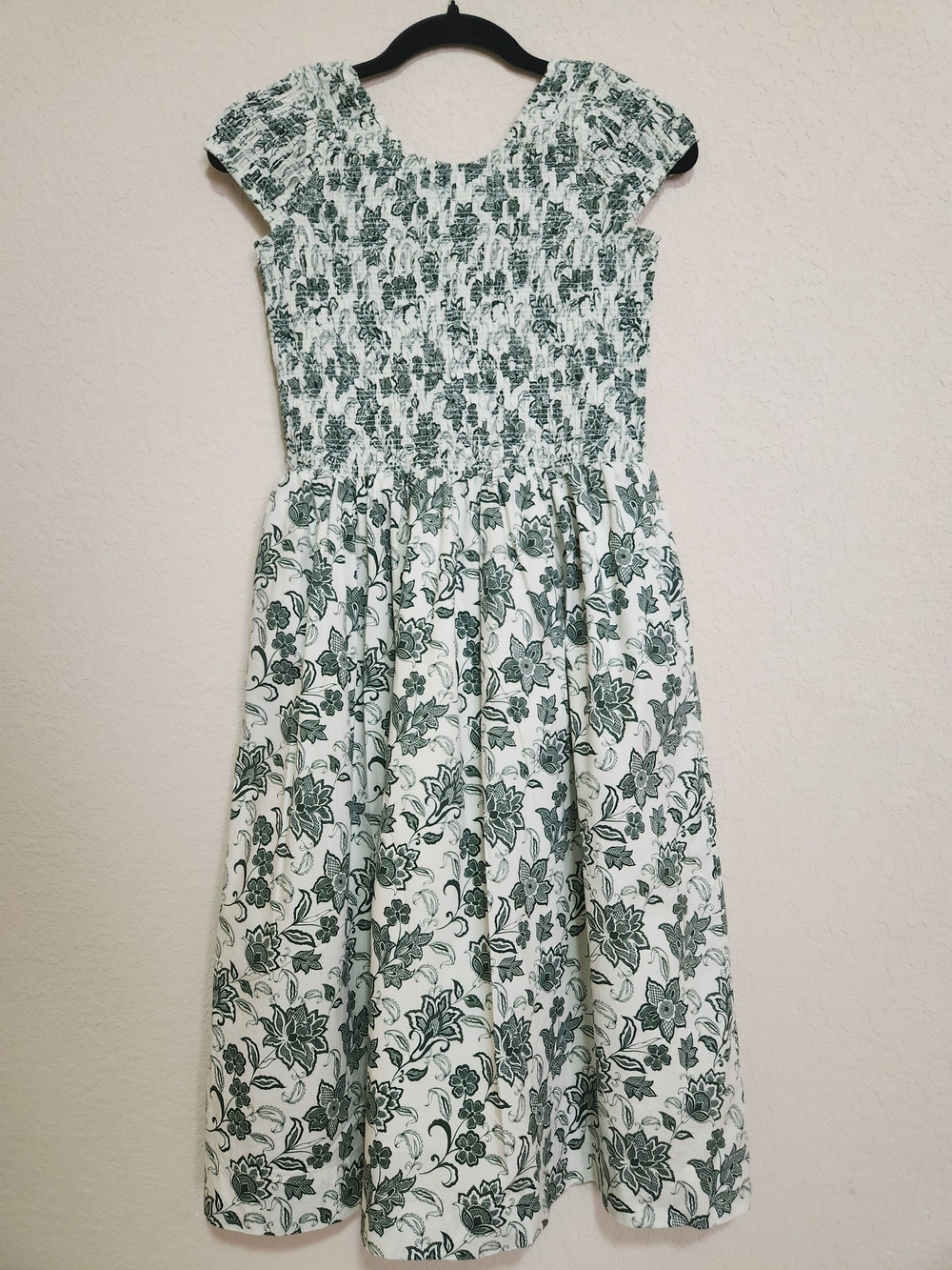 Mini Marlow Cap Sleeve Dress in Vintage Sage Bloom Smocked Sundress Size 13/14